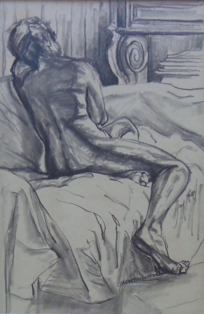 IRENE VANDENAMEELE / NAAKT / ORIGINEEL / 45x35cm /  KADER, Antiquités & Art, Art | Dessins & Photographie, Enlèvement ou Envoi