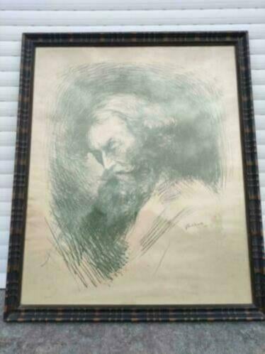 lithographie homme signe j van de veegaete, Enlèvement ou Envoi