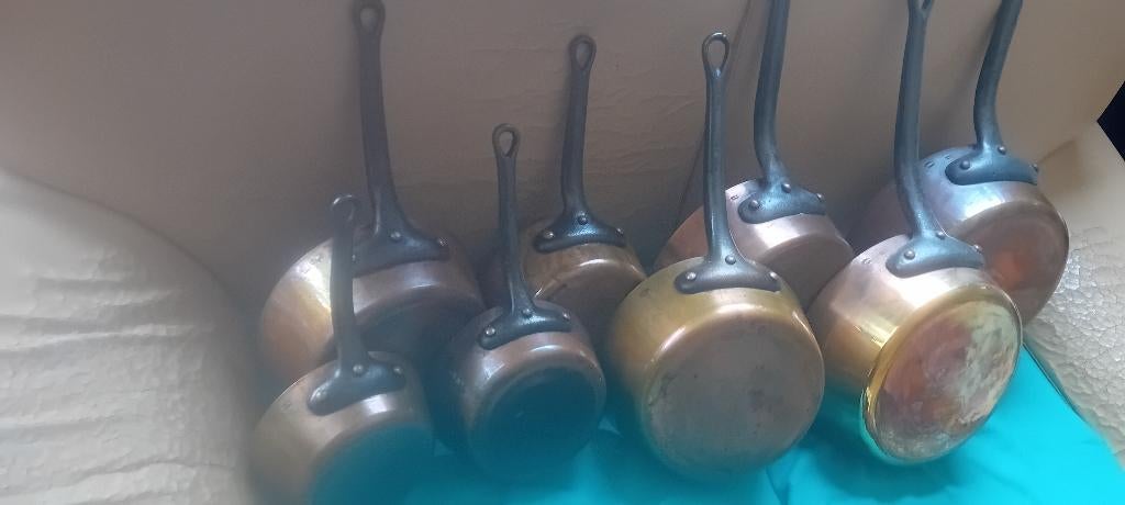 8 koperen pannen Verbeelen, Antiek en Kunst, Ophalen, Koper