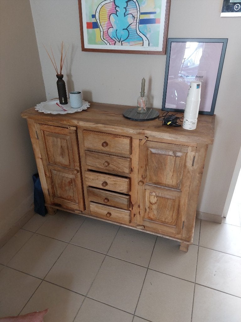 Buffet en bois de manguier, Maison & Meubles, Armoires | Buffets, 25 à 50 cm, 100 à 150 cm, Enlèvement, Utilisé
