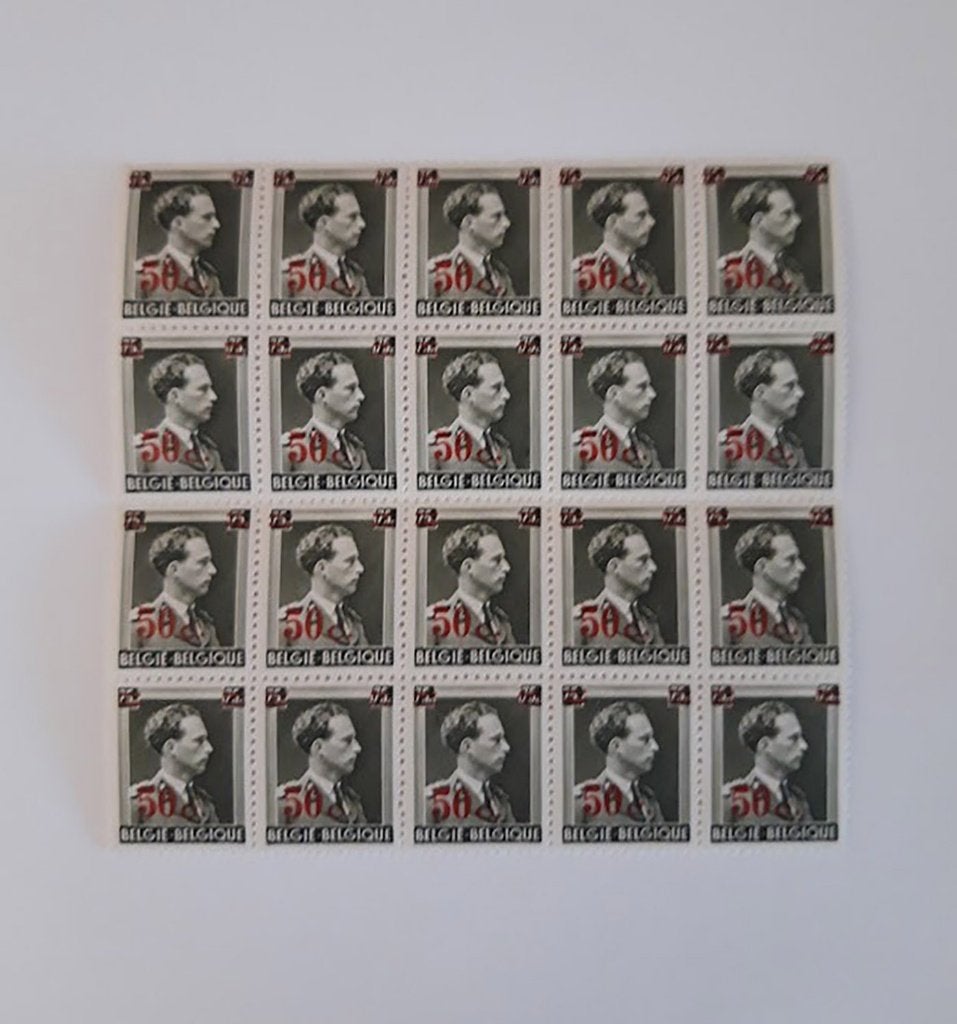 1941 Leopold III blok 20 zegels OPB571 met overdruk - MNH, Sans timbre, Neuf, Non oblitéré, Timbre-poste