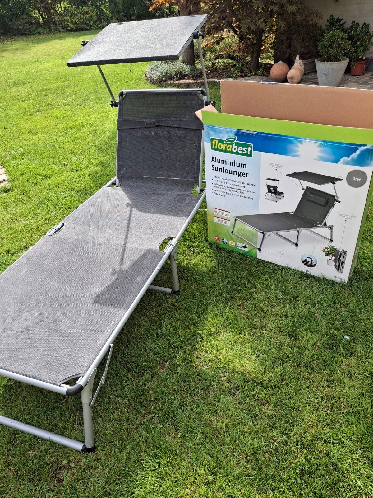 Tuin 2 ligzetels met zonnescherm., Enlèvement, Aluminium