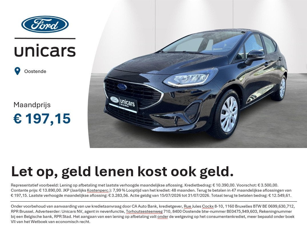 Ford Fiesta 1.1i 55kW Connected, Auto's, Voorwielaandrijving, Stof, Bedrijf, 5 deurs