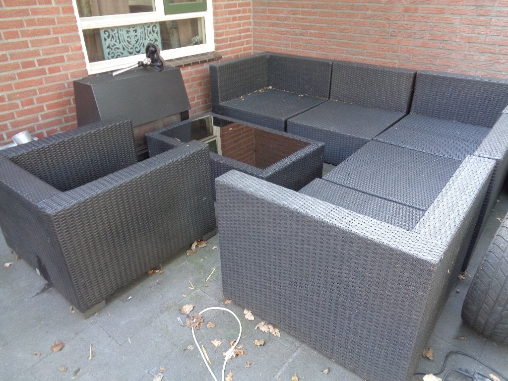 Antraciet grijze tuinset Garden Impressions voor 6 personen, Tuin en Terras, Kunststof, Gebruikt, 6 zitplaatsen, Ophalen of Verzenden