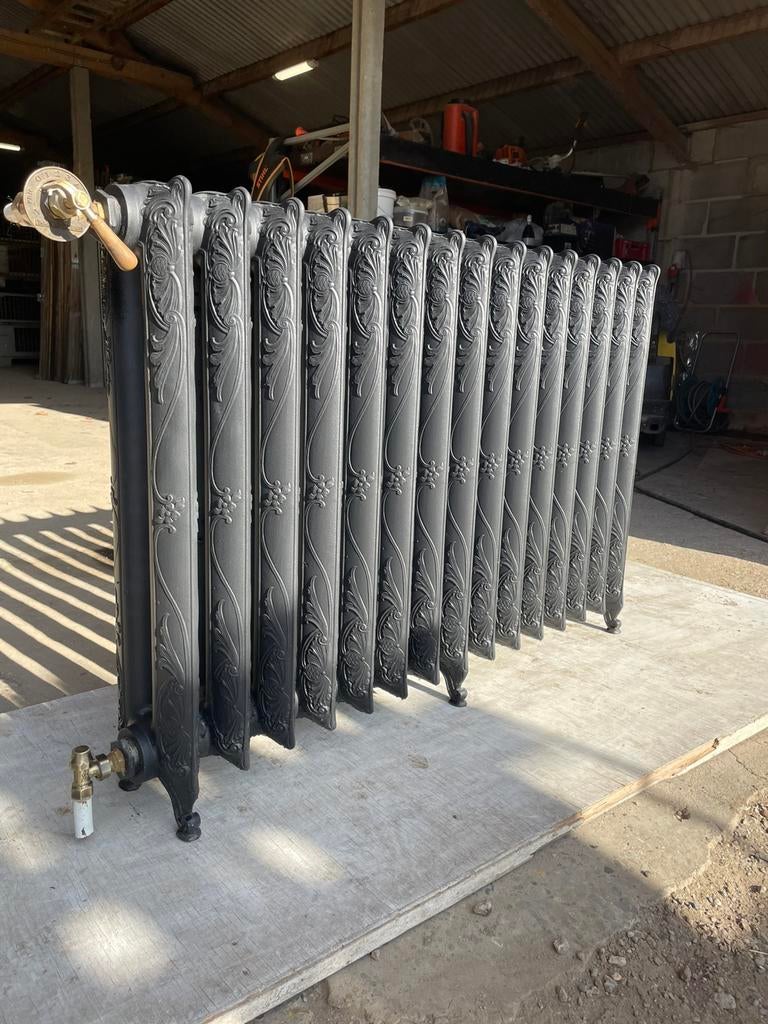 Gietijzeren radiator met bloemenmotief, Enlèvement, Comme neuf
