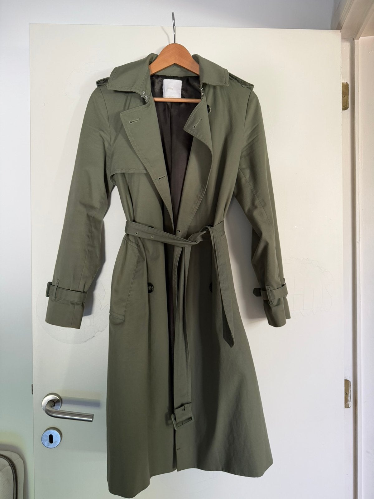 Groene lange jas, Ophalen, Zo goed als nieuw, Maat 34 (XS) of kleiner, Groen
