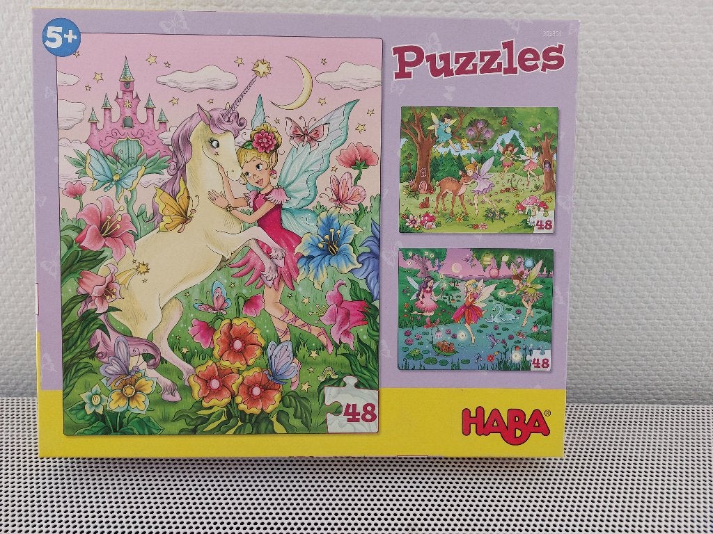 Haba Puzzles Feeënmagie (3x48) 5+, Ophalen, Zo goed als nieuw