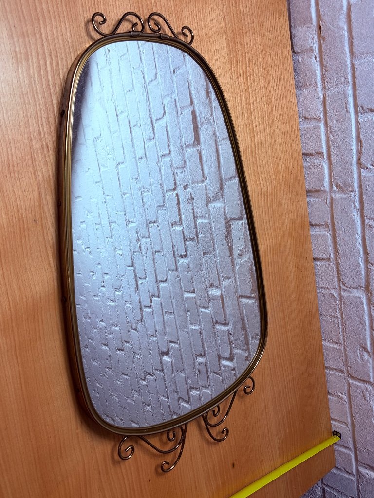 Prachtige vintage messing wandspiegel, Huis en Inrichting, Minder dan 50 cm, Gebruikt, Info@denekster.com, Weet ik niet