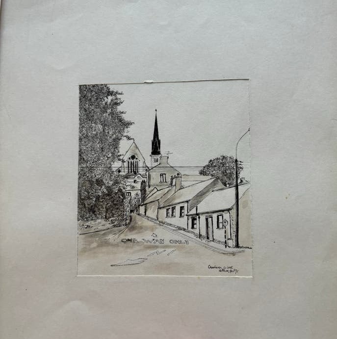 Pentekening met inktwassing op papier - Pat Oliver, Ophalen of Verzenden, Pentekening