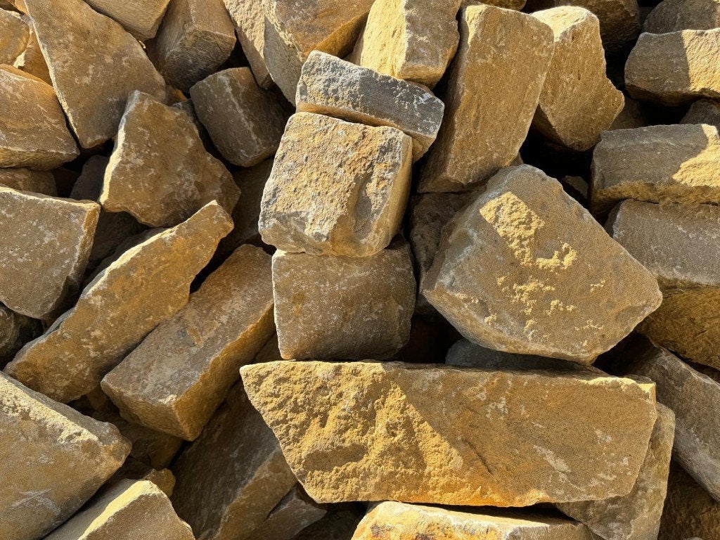 Ibiza stijl stapelstenen natuursteen geel/beige muurblokken, Neuf, Autres types, Grès, Jaune