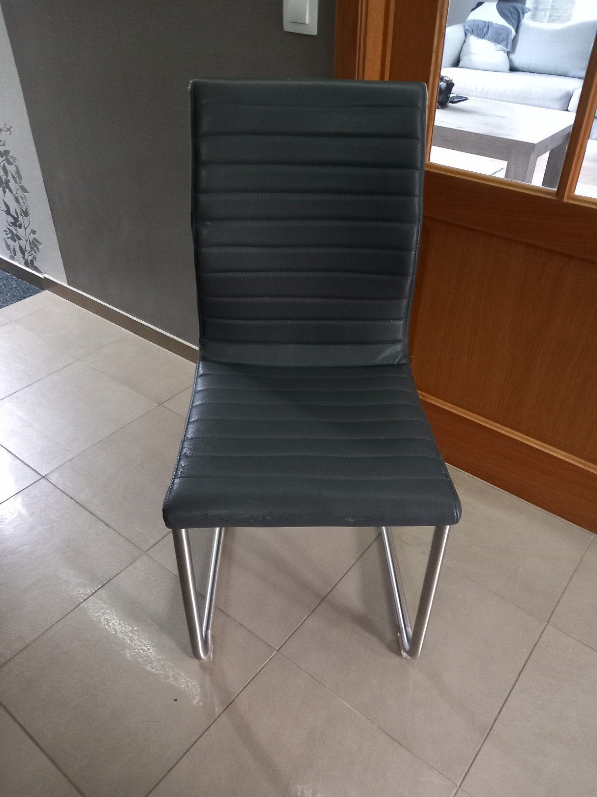 chaises de salle à manger, Maison & Meubles, Enlèvement, Utilisé, Gris, Cuir