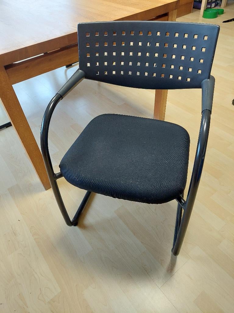 6 zwarte Retro design stoelen Visavis van Vitra, Tissus, Enlèvement, Noir, Retro design