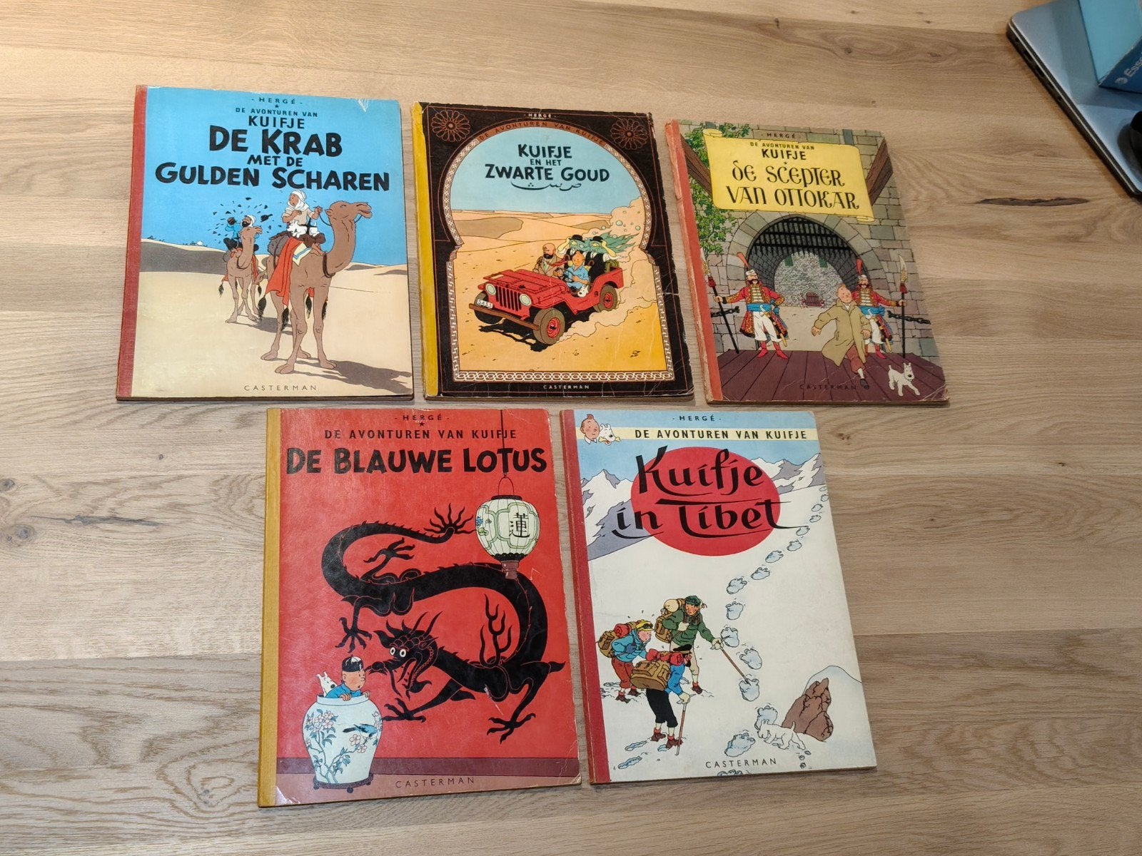 Lot van van 5 Kuifje strips uit de jaren '60, Boeken, Gelezen, Ophalen of Verzenden, Meerdere stripboeken, Hergé
