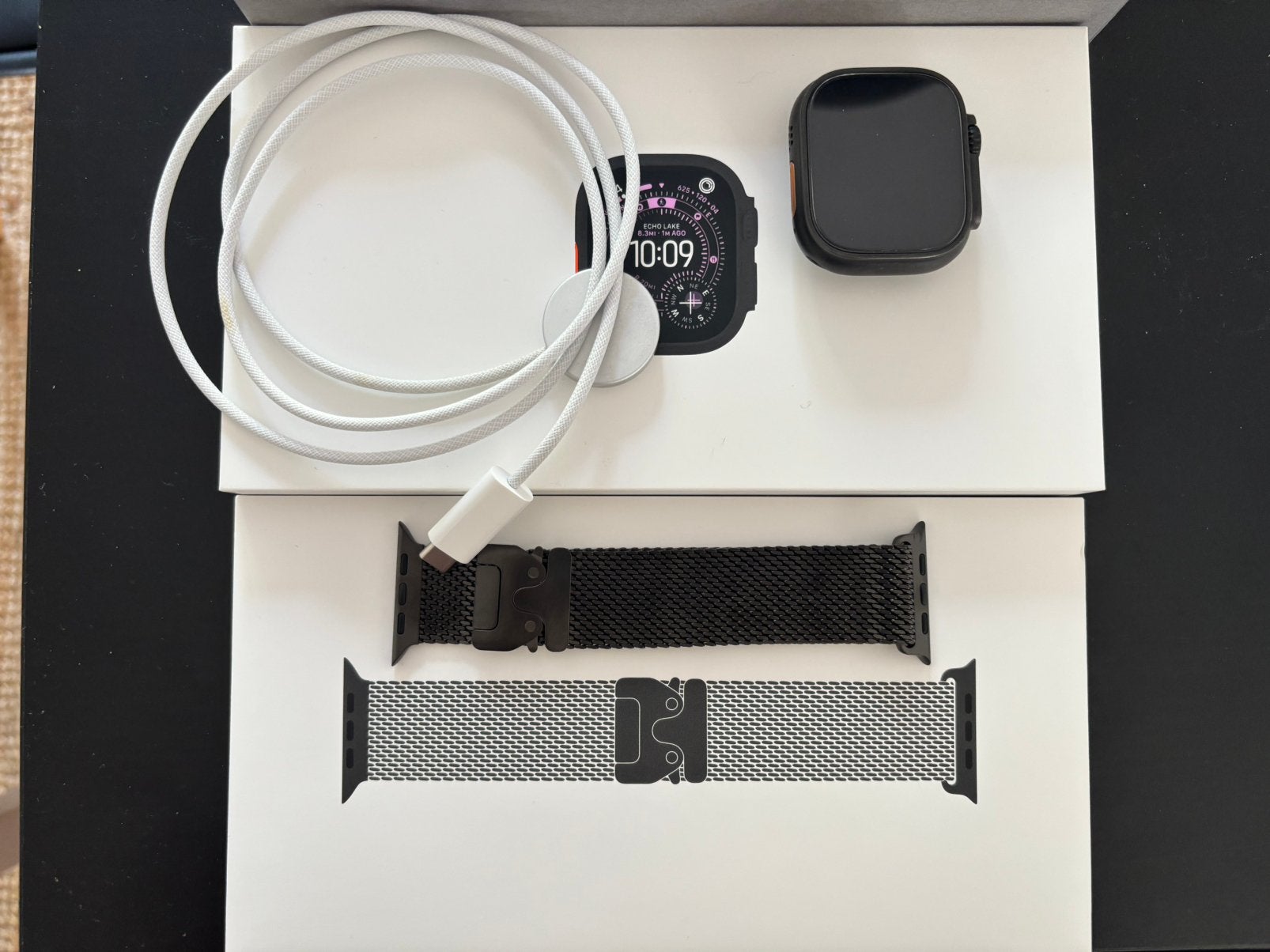 Apple Watch Ultra 3 Cellular 49mm Zwart Milanese band M, Enlèvement ou Envoi, Comme neuf, Noir