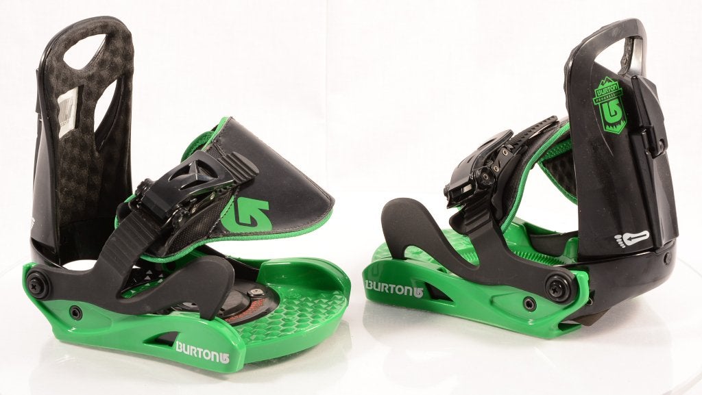 XS ; fixations de snowboard BURTON PROGRESSION vert/noir, Envoi, Utilisé, Fixations