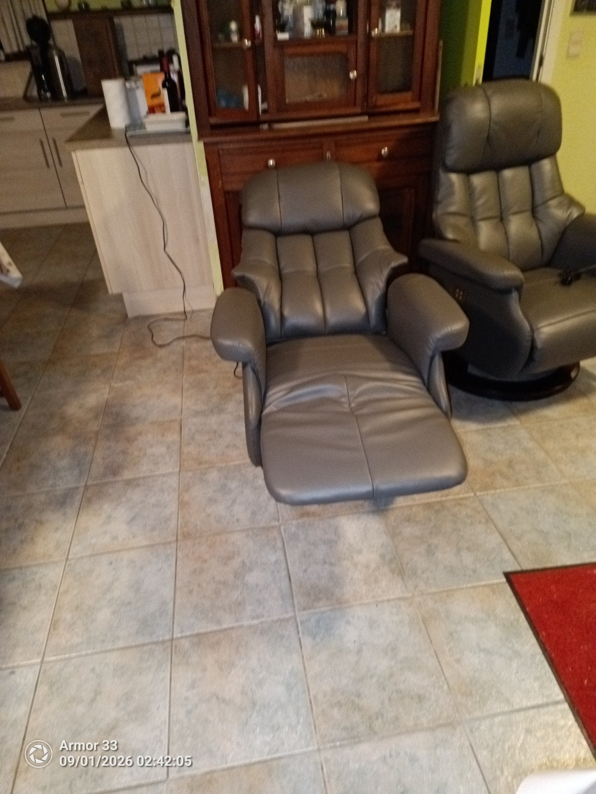 2 electrische lederen relax zetels, Maison & Meubles, Canapés | Salons, Enlèvement, Une personne, Cuir