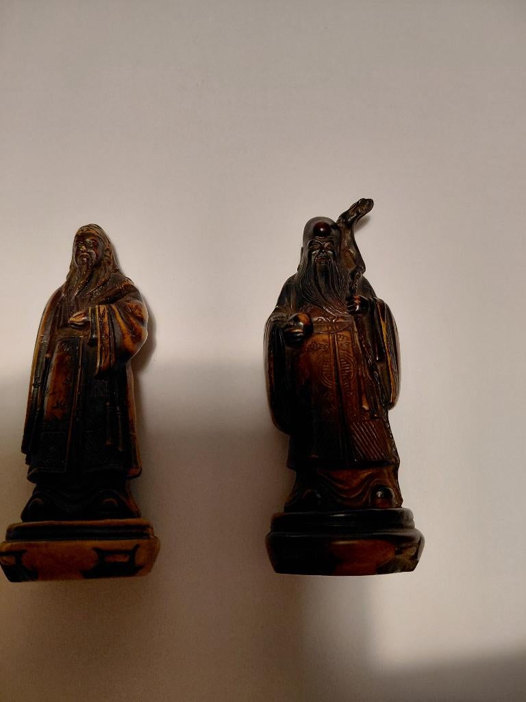 2 oude ( antieken) chinese houten beeldjes, Ophalen of Verzenden