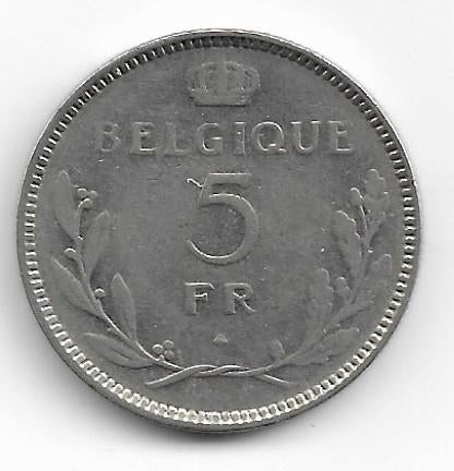 België: 5 frank 1937 FR (B) = morin 453 B, Postzegels en Munten, Verzenden, Losse munt