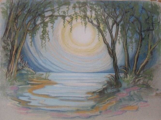 Kunsthandel Gennep - "Bomen En Water", Antiquités & Art, Enlèvement ou Envoi, Signé, Peinture acrylique