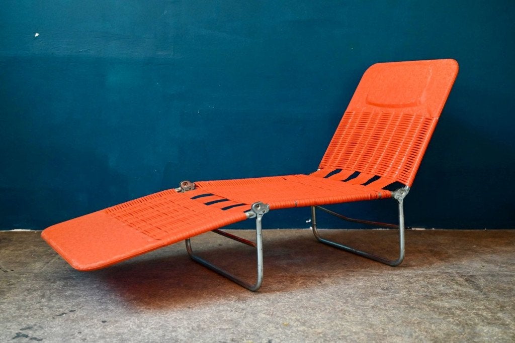Transat Kurz années 60 orange vintage, Maison & Meubles, Canapés | Sofas & Chaises Longues, Utilisé, Une personne, 150 à 200 cm