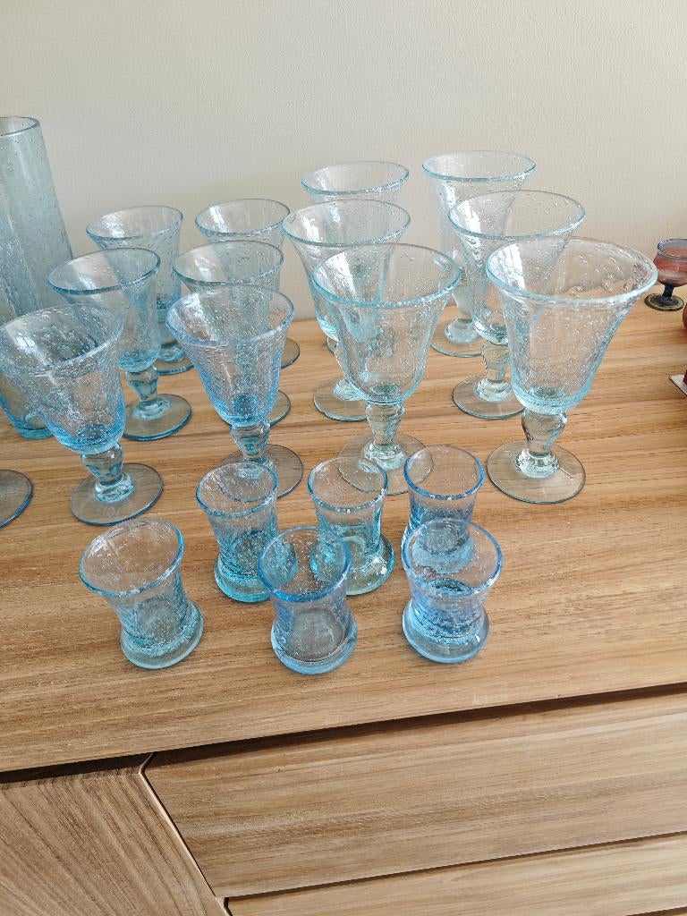 Service à verre bleu Biot France signé, Antiquités & Art, Antiquités | Verre & Cristal, Enlèvement