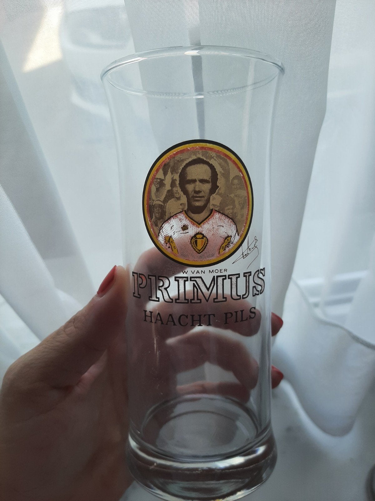 Verre de football Primus Haacht Pils Belgique — W. Van Moer, Collections, Enlèvement ou Envoi