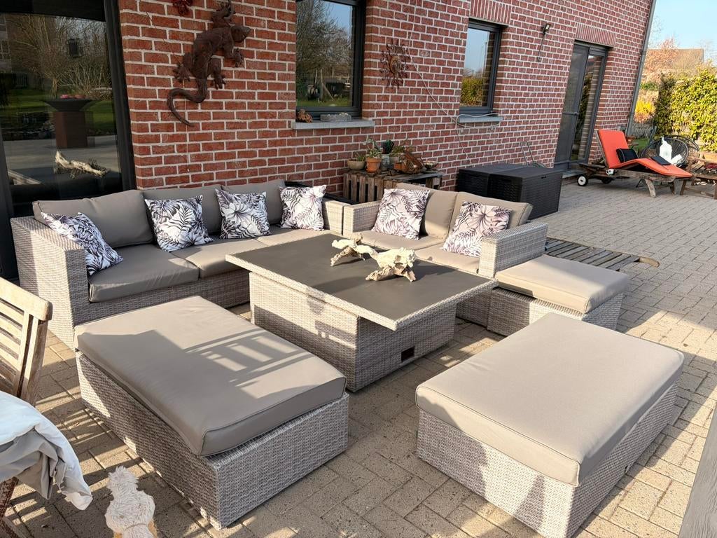 7 delige loungeset met kussen + prachtige tafel, Tuin en Terras, Tuinsets en Loungesets, Gebruikt, Tuinset, Aluminium, 7 zitplaatsen