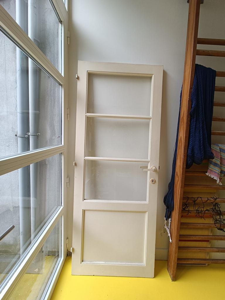 houten deur met glas (meerdere), Doe-het-zelf en Bouw, Ophalen, Gebruikt, Minder dan 80 cm, Binnendeur