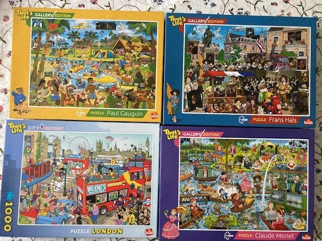 4 puzzels van 1000 stukjes, Hobby en Vrije tijd, Ophalen, Gebruikt