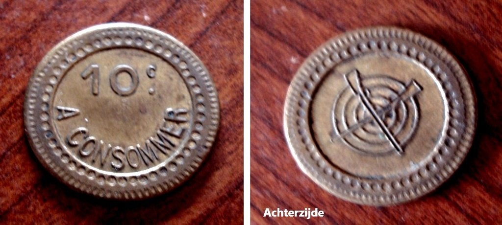 Franse waardepenning 10 centimes à consommèr, Postzegels en Munten, Verzenden, Brons