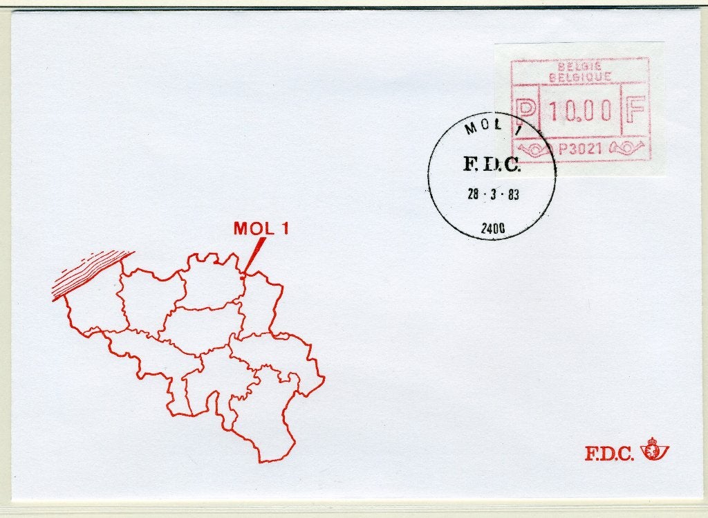 (B) Enveloppe ATM21 FDC 1983 - Mol 1 (P3021), Envoi, Affranchi, Oblitération 1er jour