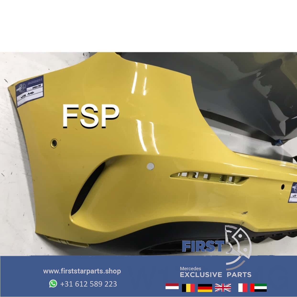 W177 AMG ACHTERBUMPER + SPOILER Mercedes A Klasse GEEL 2018-, Gebruikt, -, Ophalen of Verzenden, Achter