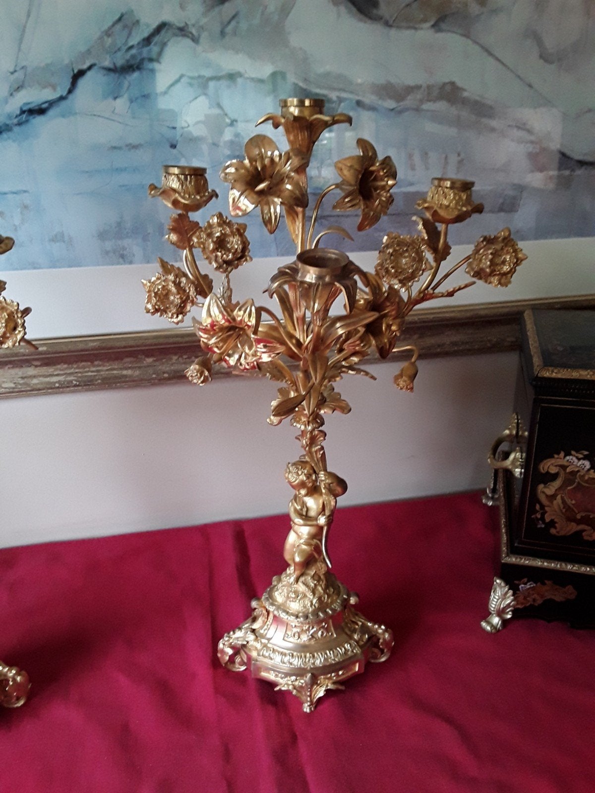 PAAR BRONZEN KANDELAARS, Ophalen of Verzenden