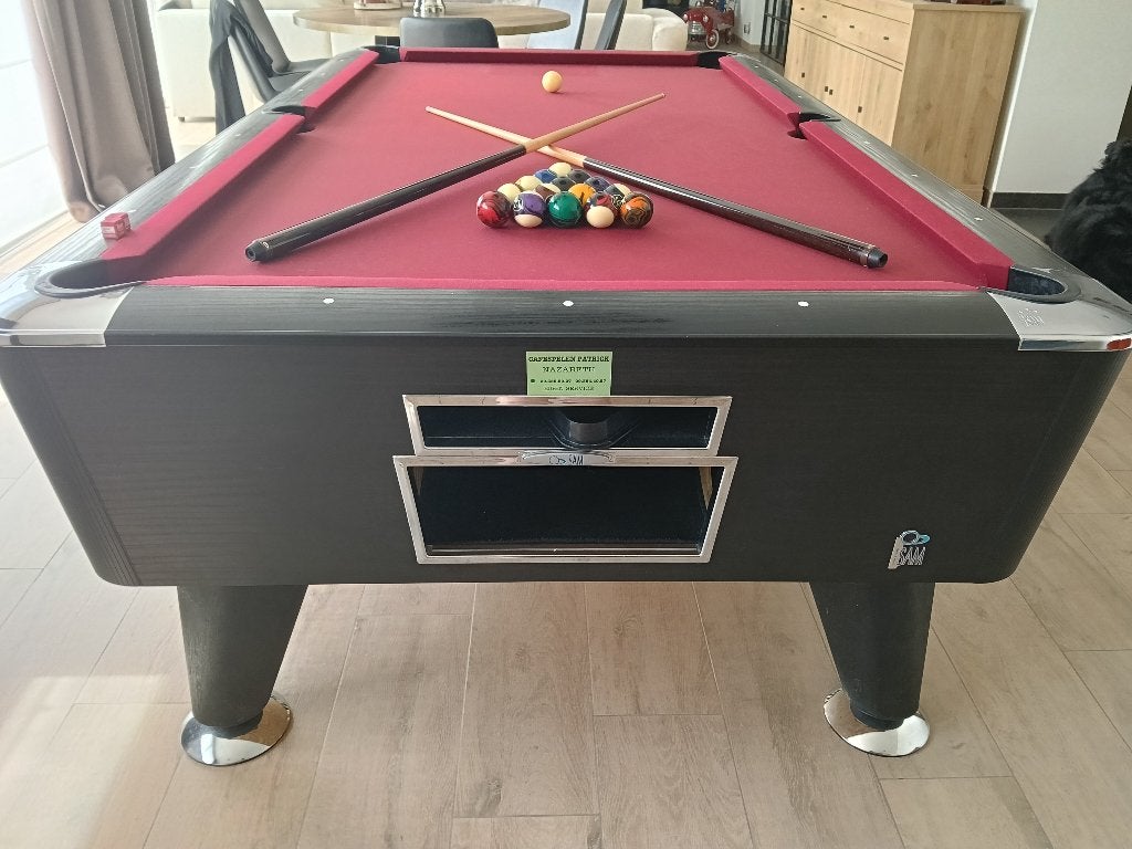 Pooltafel 9ft Sam bordeaux, Ophalen, Nieuw