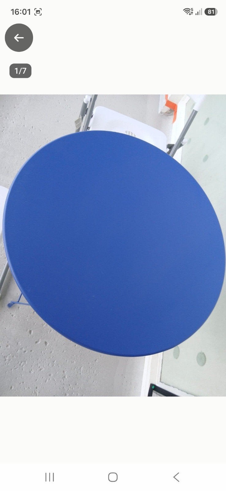 TABLE METAL RONDE PLIABLE + 4 CHAISES PRIX 50 EUR, Enlèvement