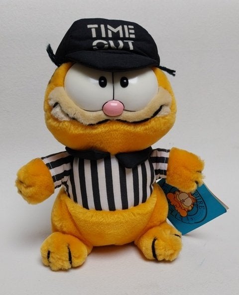 Peluche vintage Garfield “Time Out” (Arbitre / Referee), Enlèvement ou Envoi, Garfield, Utilisé, Statue ou Figurine