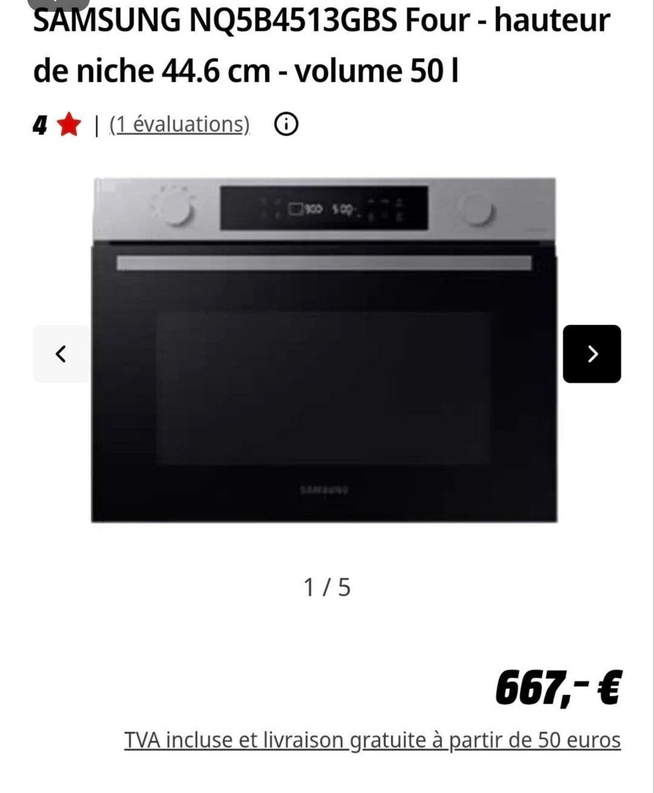 Micro-ondes encastrable SAMSUNG 45cm NEUF, Electroménager, Enlèvement, Neuf, Encastré, Micro-ondes