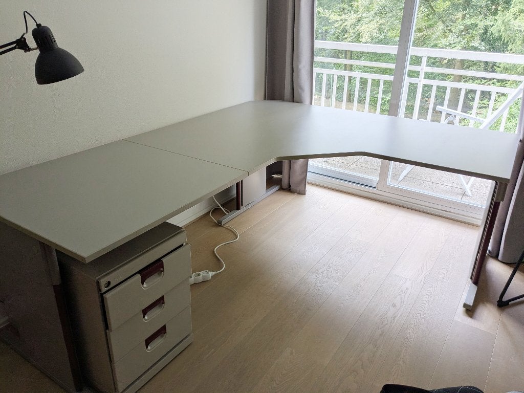 hoekbureau met praktische ladenblok merk Mewaf, Huis en Inrichting, Ophalen, Metaal, 215 cm, Hoekbureau