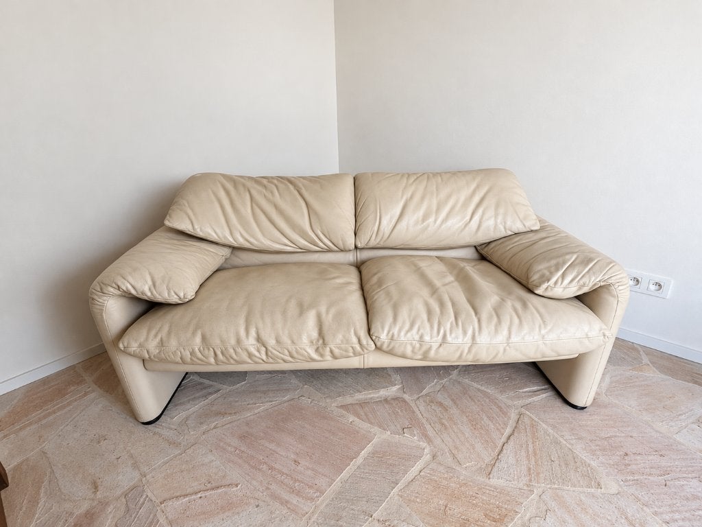 Cassina Maralunga Leder origineel, Ophalen, Gebruikt, 150 tot 200 cm, Tweepersoons