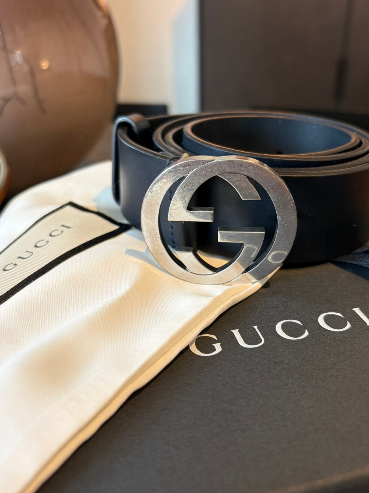 Gucci Interlocking G Riem  (Maat 95), Ophalen of Verzenden, Zo goed als nieuw