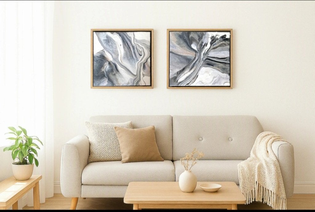 Abstract Modern Acryl canvas 30*30cm - 2 luik, Antiquités & Art, Art | Peinture | Moderne, Enlèvement ou Envoi, Prêt à accrocher