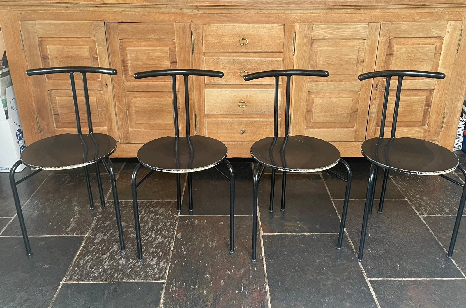 4 hippe design stoelen, Ophalen, Gebruikt, Zwart, Design