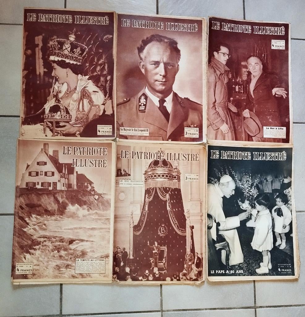 6 exemplaires du Patriote Illustré des années 1950, Verzamelen, Tijdschriften, Kranten en Knipsels, Krant, 1940 tot 1960, Ophalen