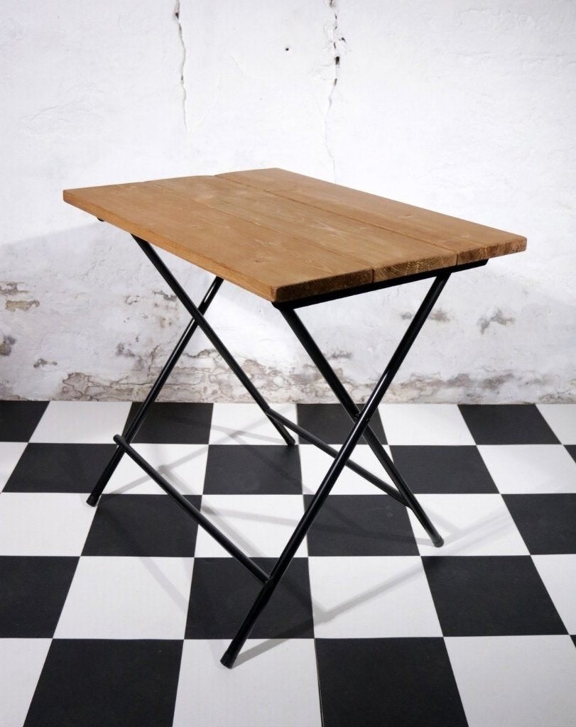 Franse Stijl Klaptafel Bistro/Terrastafel Bruin/Zwart, Ophalen, Gebruikt, Rechthoekig, Hout