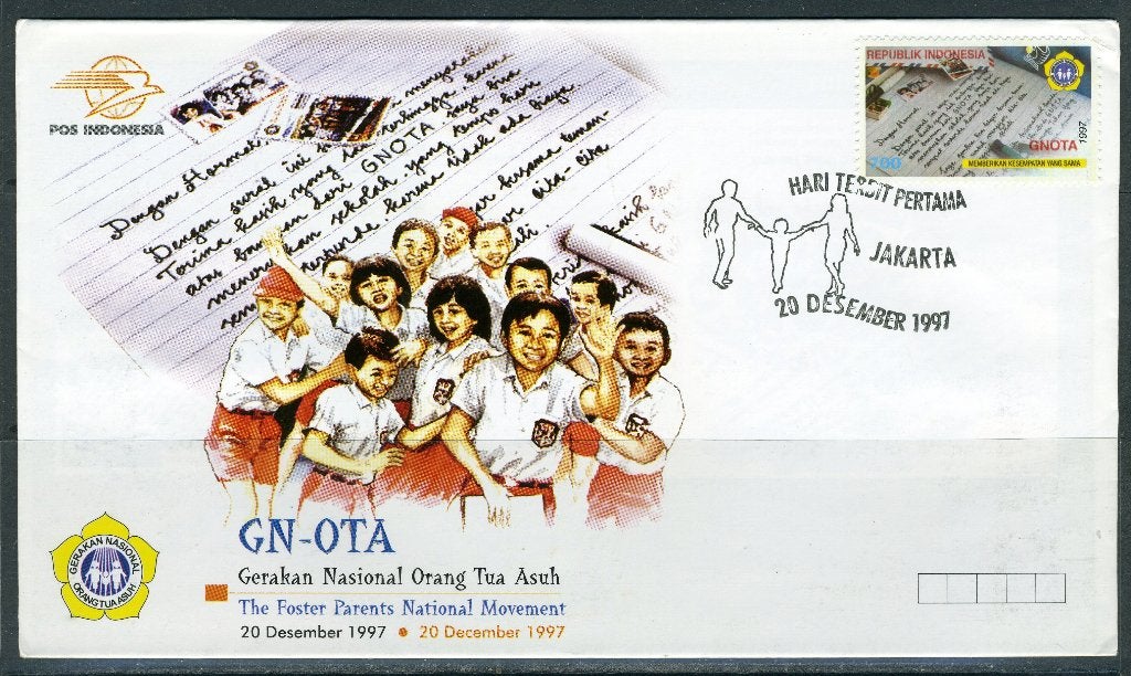 INDONESIE: ZB 1822 FDC 1997 Nat. Beweging Foster Parents, Verzenden, Gestempeld, Zuid-Azië