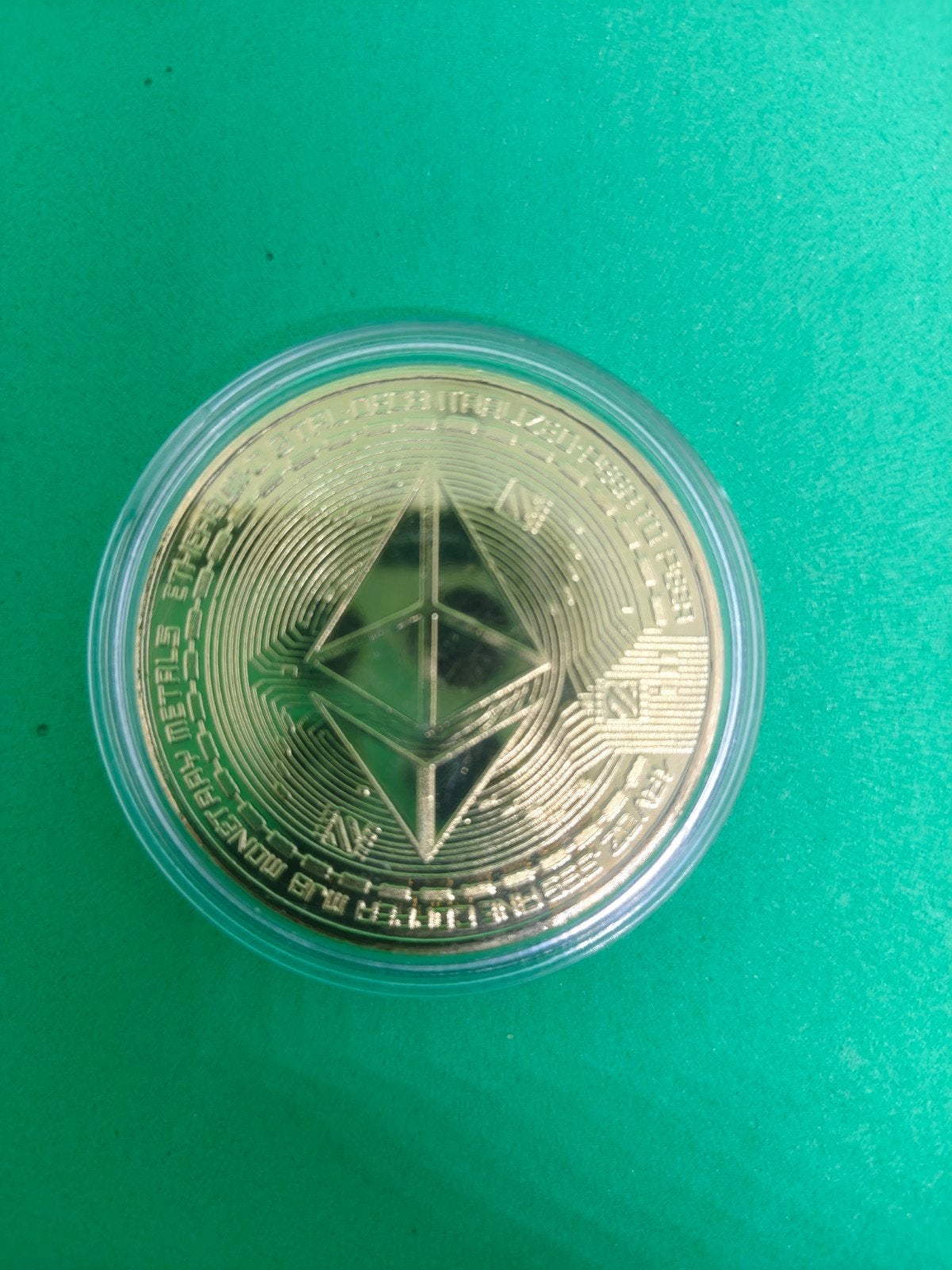 Etherium - goudkleurig metalen munt, Timbres & Monnaies, Métaux nobles & Lingots, Enlèvement ou Envoi