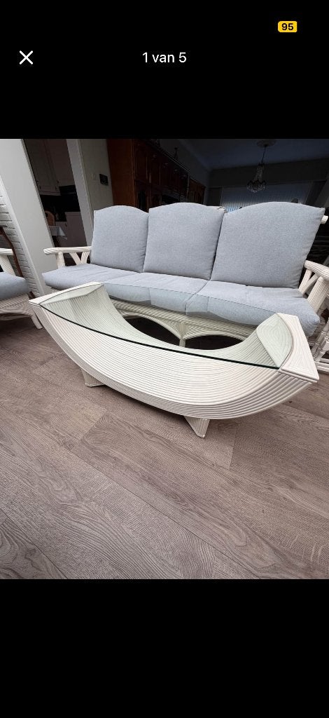 Rieten salon, Huis en Inrichting, Zetels | Complete zithoeken, Ophalen, Gebruikt, Hout, Rotan
