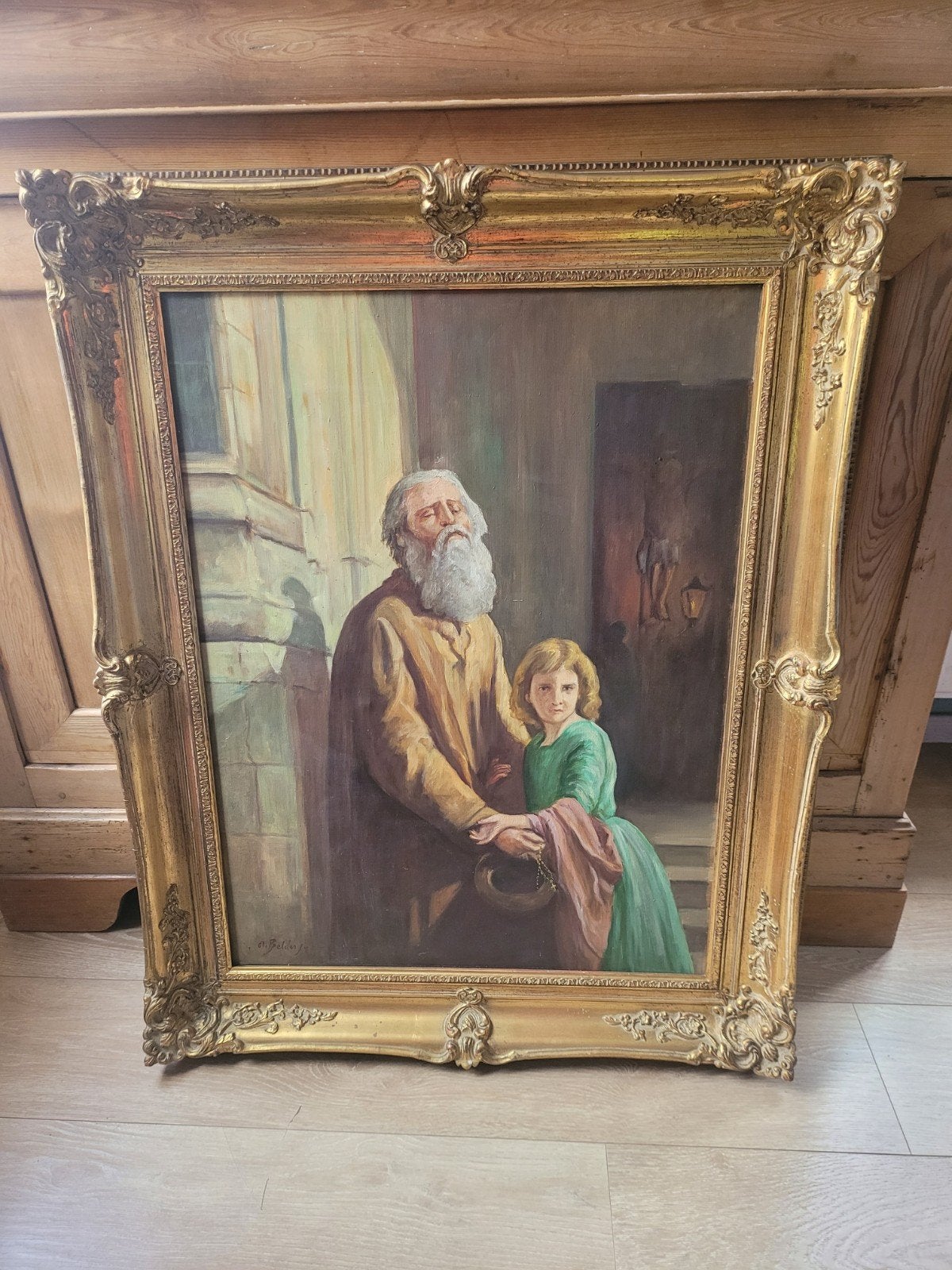 Groot schilderij op canvas ingelijst en gesigneerd, Ophalen, Doek