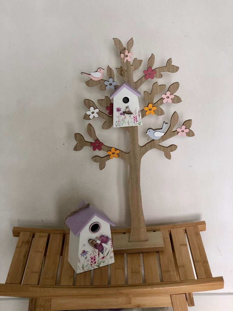 Houten boom met bloemetjes en vogels, Huis en Inrichting, Ophalen, Nieuw, Hout