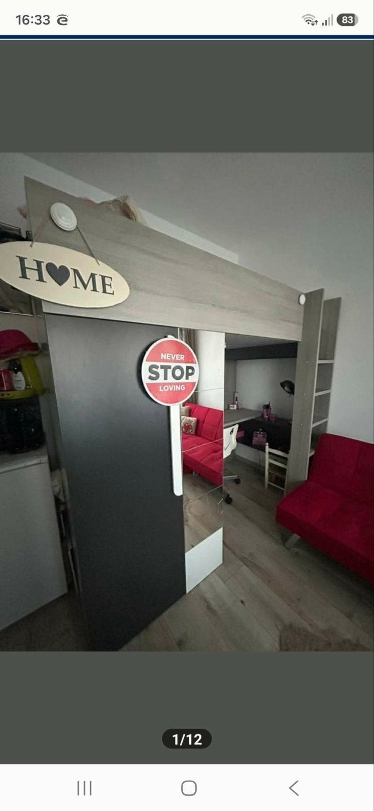 Chambre d'enfant avec lit mezzanine, Enlèvement